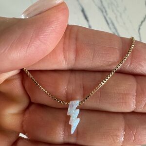 Opal Lightning Bolt Necklace in 14kt Gold plated